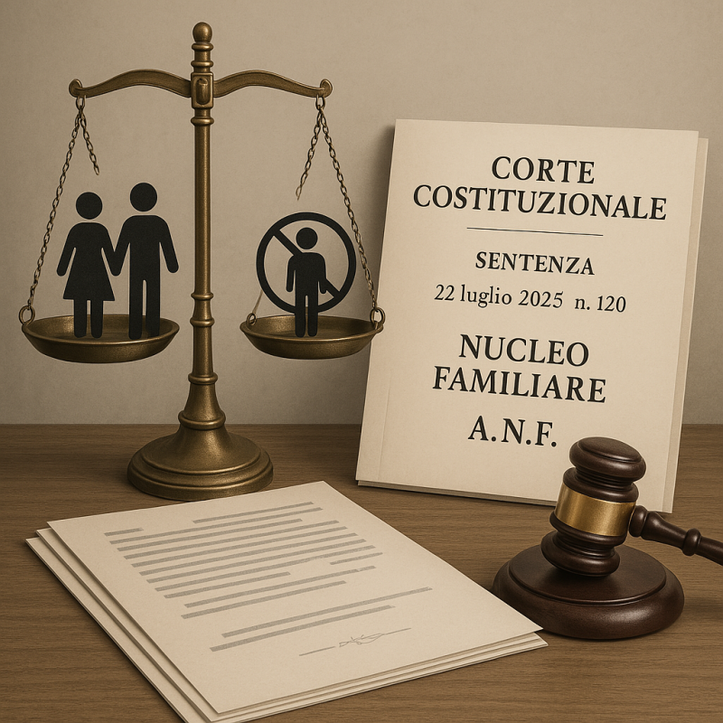 Secondo la Consulta, il diritto all’ANF spetta solo in presenza del coniuge legalmente riconosciuto, mentre il convivente di fatto – anche in presenza di un rapporto affettivo stabile – non può essere considerato ai fini del beneficio economico.