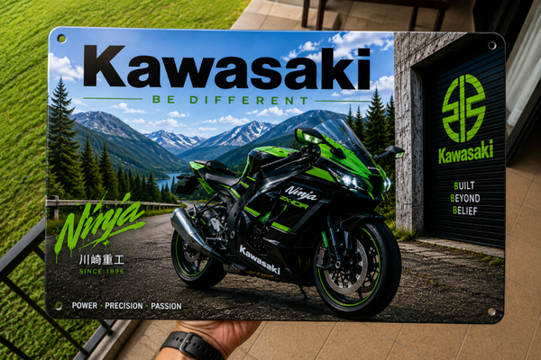 Plaque décorative – Passion Moto Verte