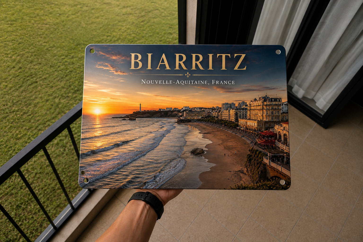 Biarritz – L’élégance de la côte basque face à l’océan au coucher du soleil.