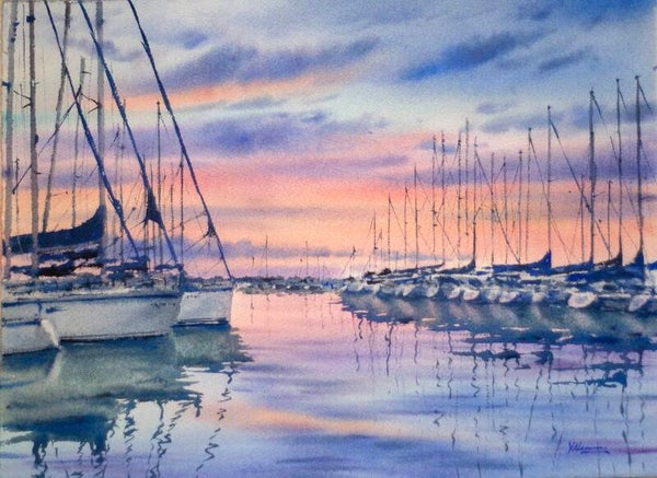 Aquarellbild - A moment before nightfall