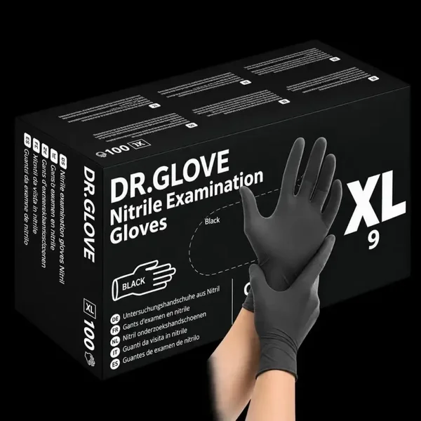 Teilen DR.GLOVE Nitril Einmalhandschuhe – Schwarz, Größe XL, 100 Stück