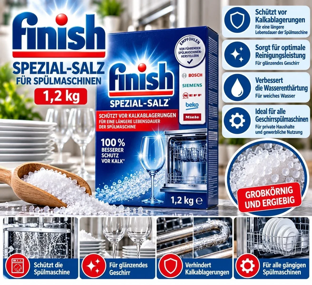 Finish Spülmaschinensalz 1,2 kg – Regeneriersalz für Geschirrspüler