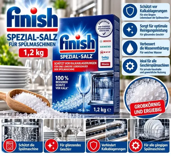Finish Spülmaschinensalz 1,2 kg – Regeneriersalz für Geschirrspüler