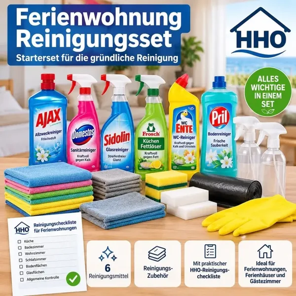 Reinigungsset Ferienwohnung Starterset Reinigungsmittel Set Ferienhaus Zubehör