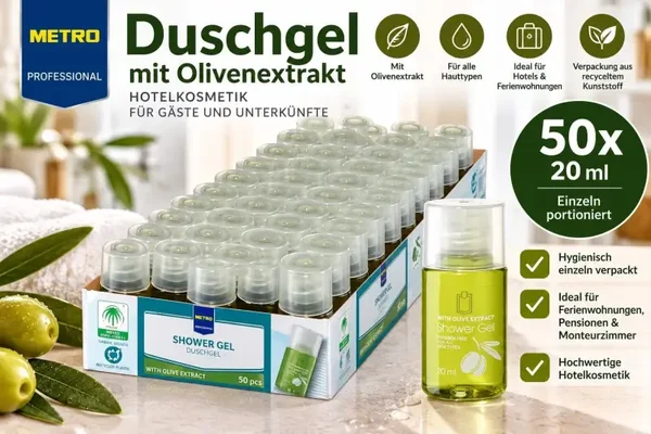 50x METRO PROFESSIONAL Duschgel Oliva 20ml Hotelkosmetik Ferienwohnung