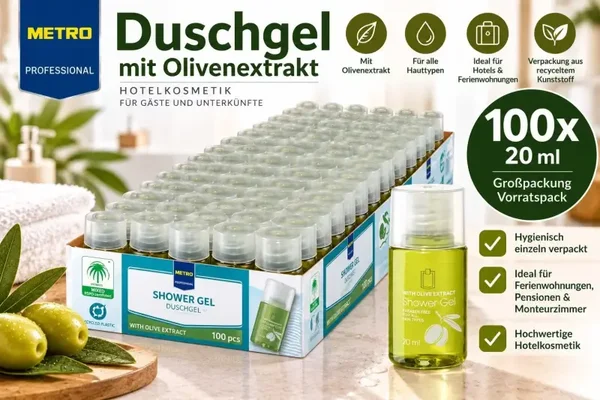 100x METRO PROFESSIONAL Duschgel Oliva 20ml Hotelbedarf Ferienwohnung