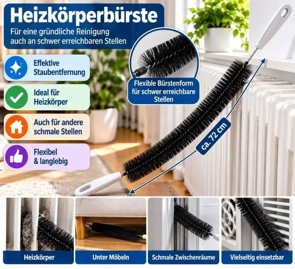 Heizkörperbürste Reinigungsbürste Staubbürste für Heizkörper & Zwischenräume