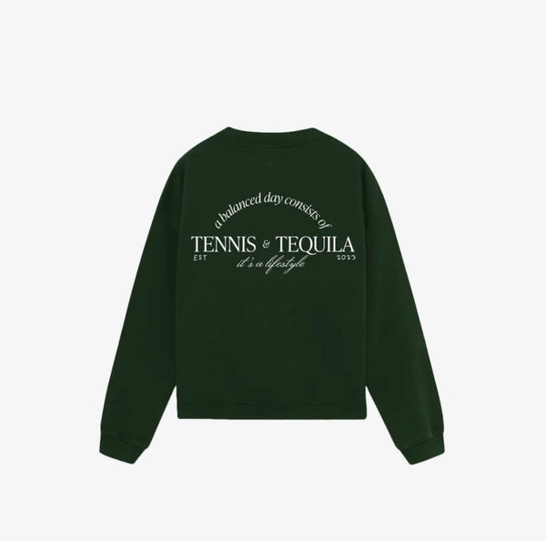 Tennis & Tequila Crewneck – Forest Green