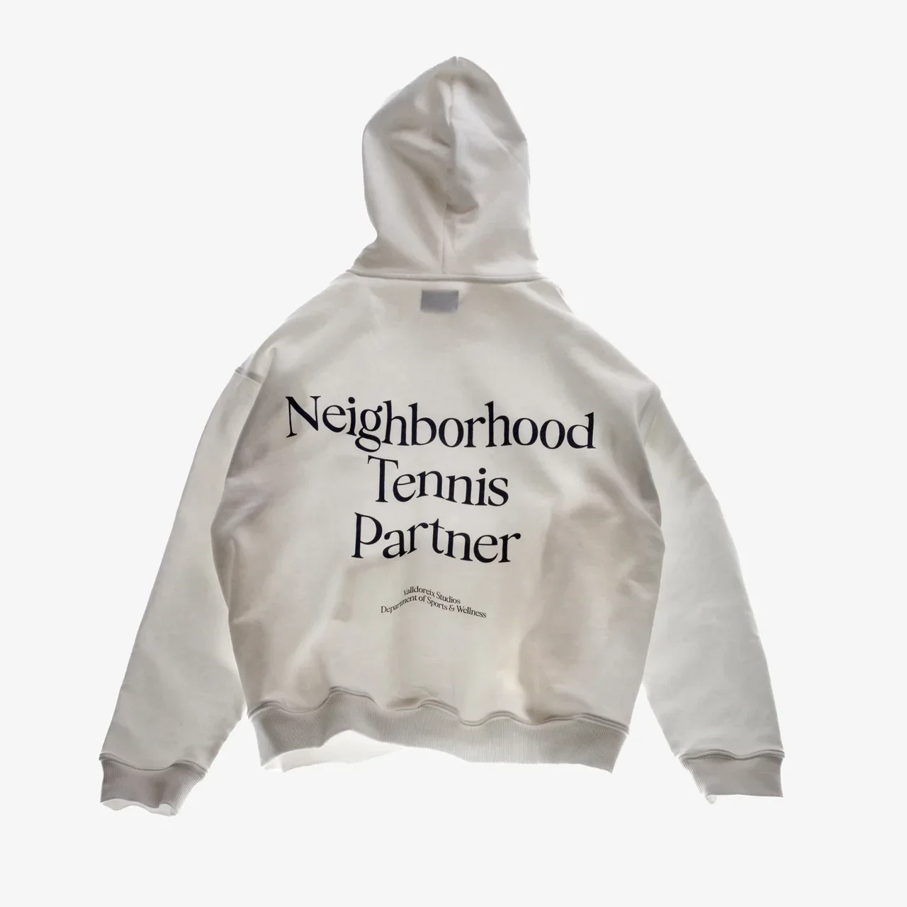 Neighborhood Tennis Partner French Terry Boxy Hoodie White