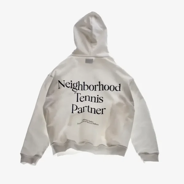Neighborhood Tennis Partner French Terry Boxy Hoodie White