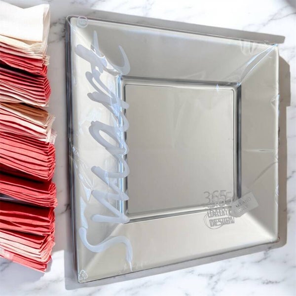 Teller flach silber 23x23cm