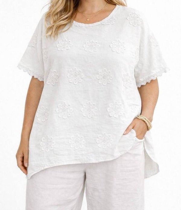 Blouse broderies florales
