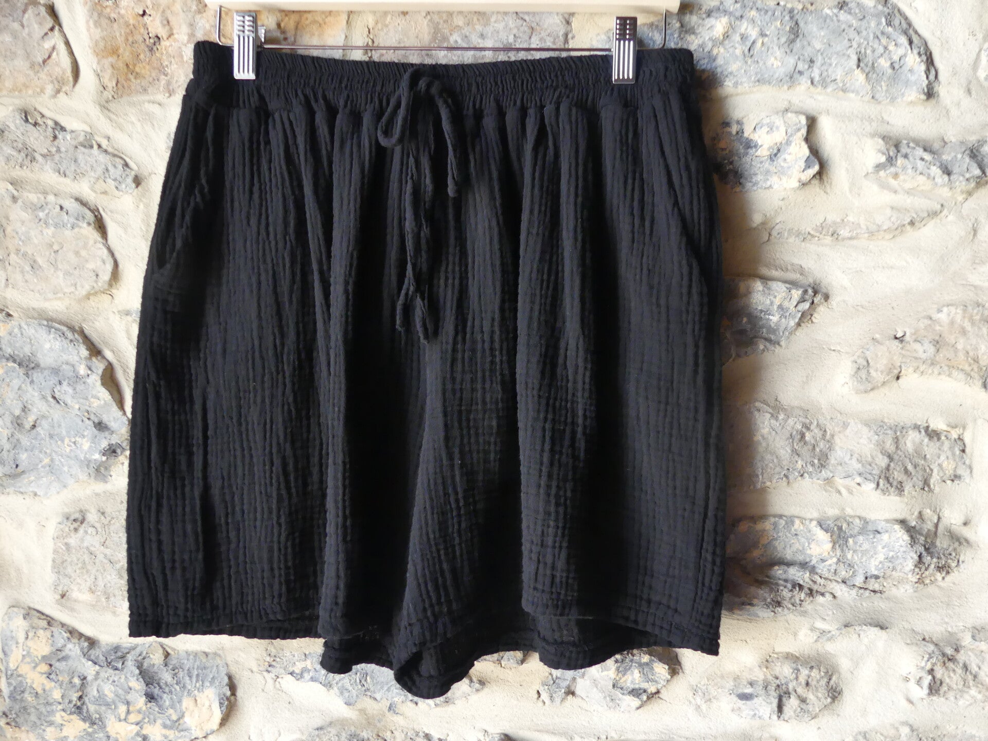 Short en gaze de coton noir