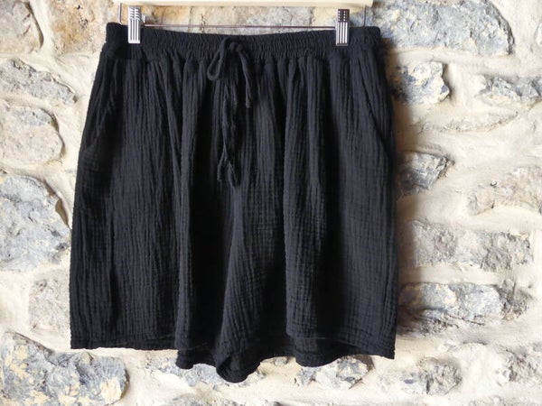Short en gaze de coton noir