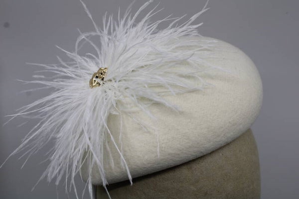 Haarbanddop veer - wolwit