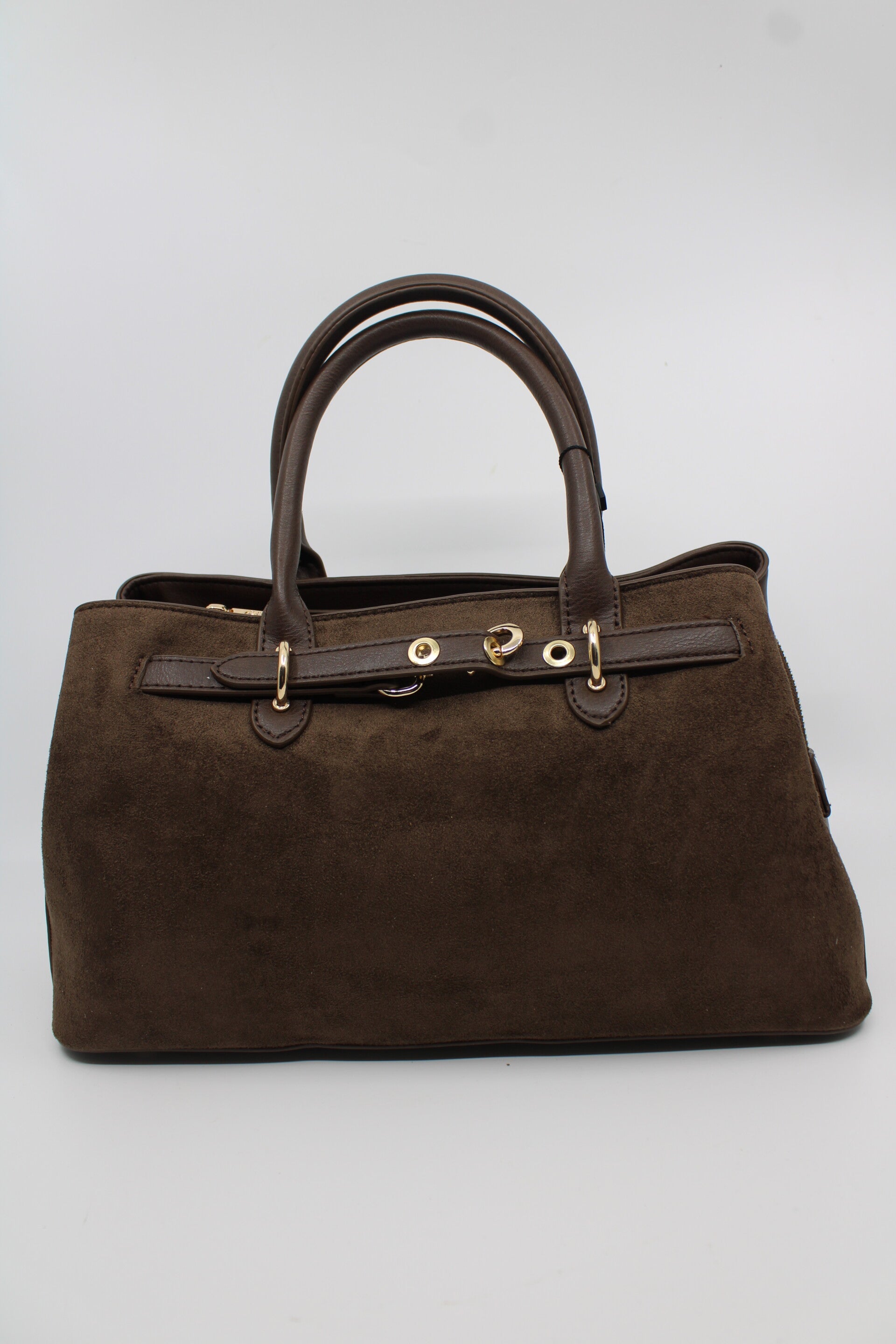 Handtas suede - donkerbruin