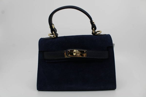 Handtasje suede - donkerblauw