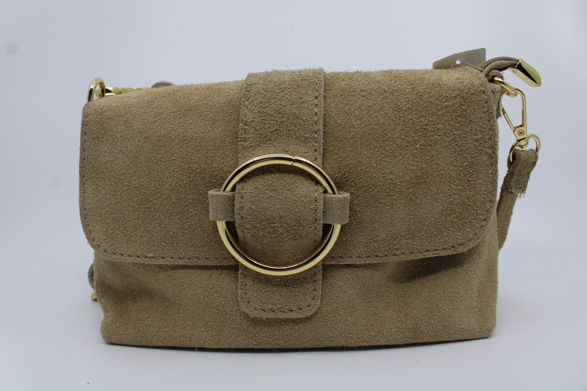 Schoudertas suede - camel