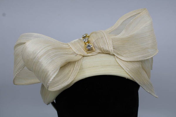 Bandeau zijde/strass - licht beige