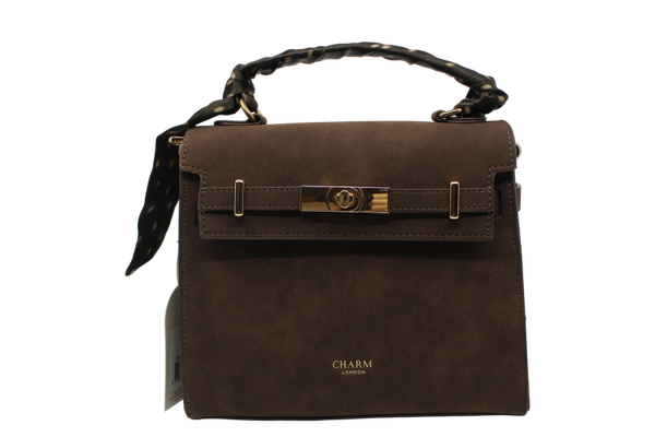 Hand tas suede - donkerbruin