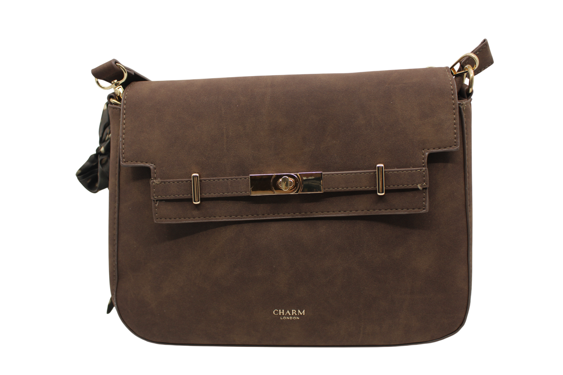Hand- schoudertas suede - donkerbruin
