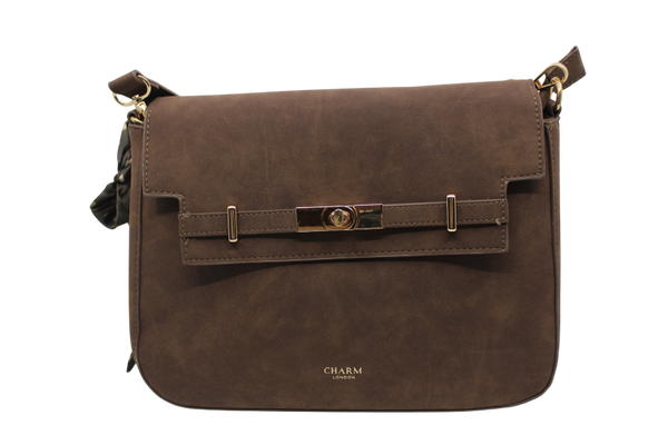Hand- schoudertas suede - donkerbruin