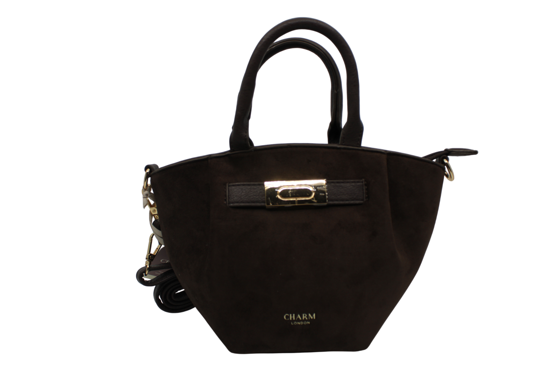 Hand- schoudertas suede - donkerbruin