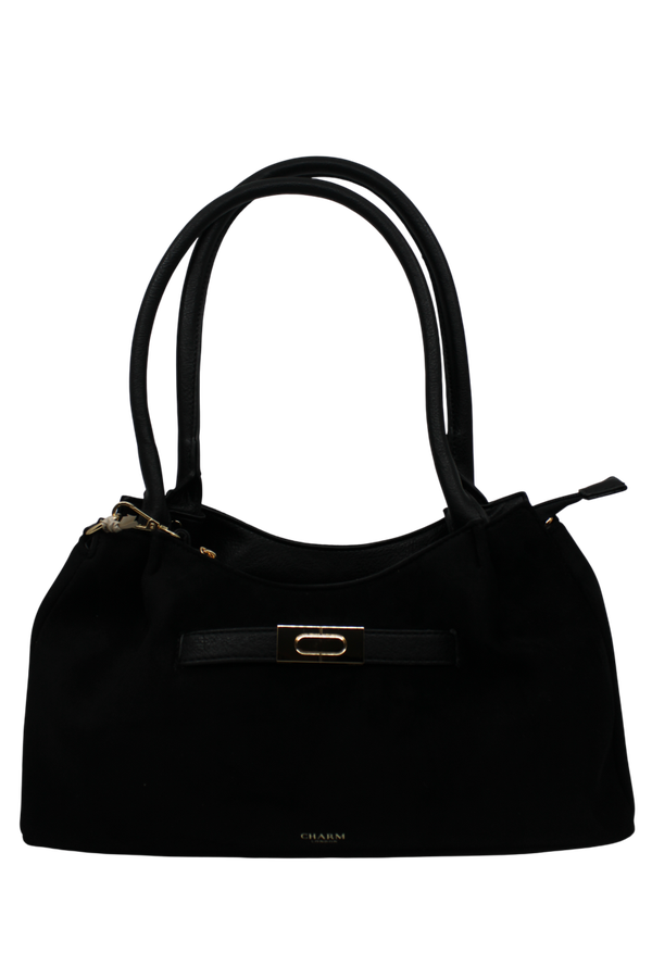 Handtas suede - zwart