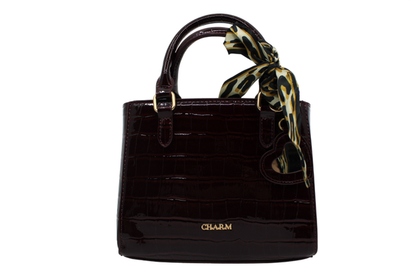 Hand- schoudertas croco lak - bordeaux