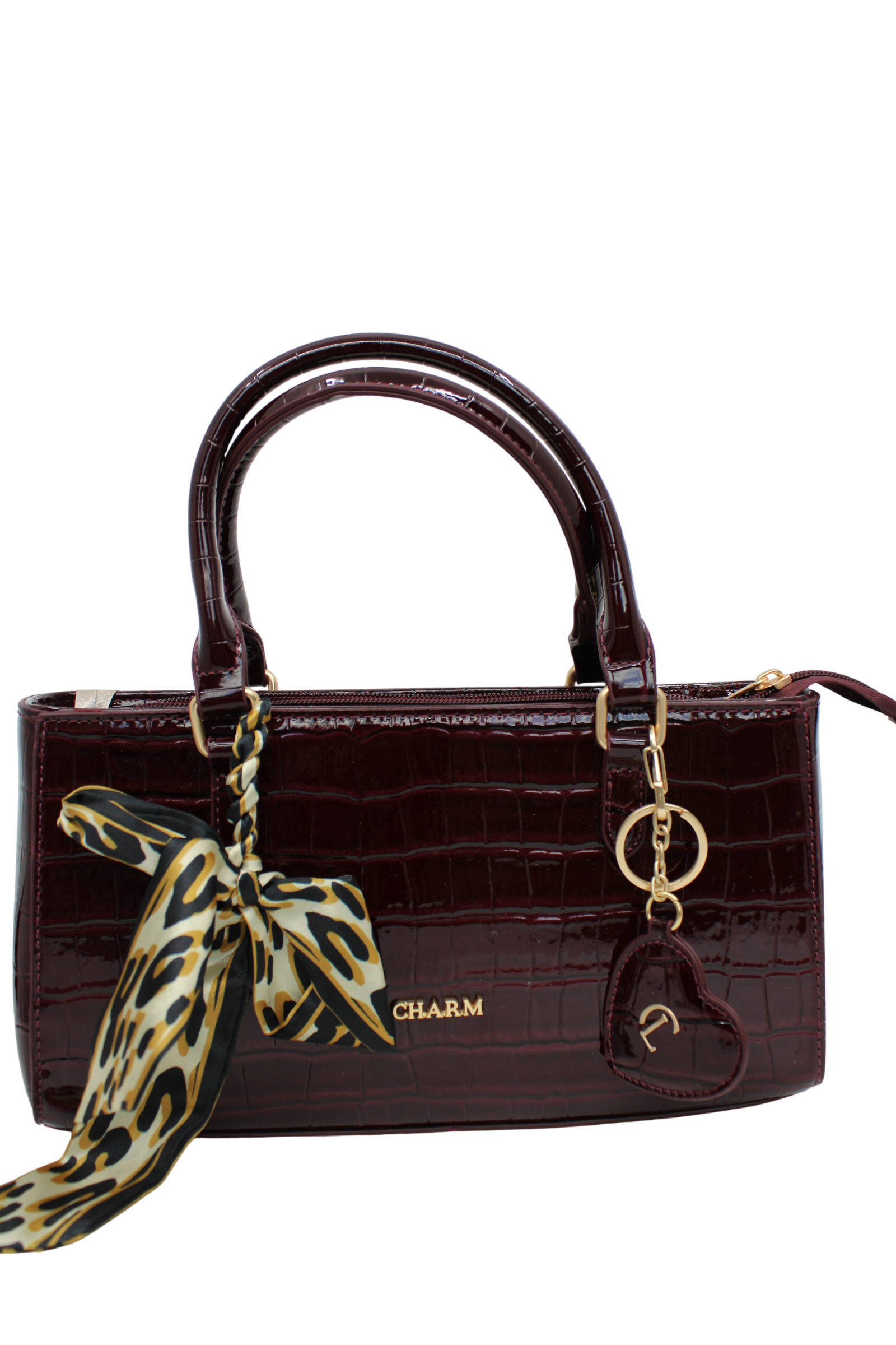 Handtas croco lak - bordeaux