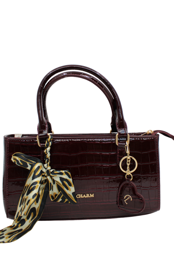 Handtas croco lak - bordeaux