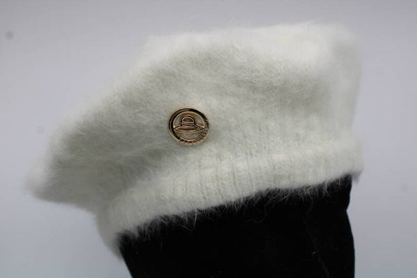 Kinderbaretje fluffy - wolwit