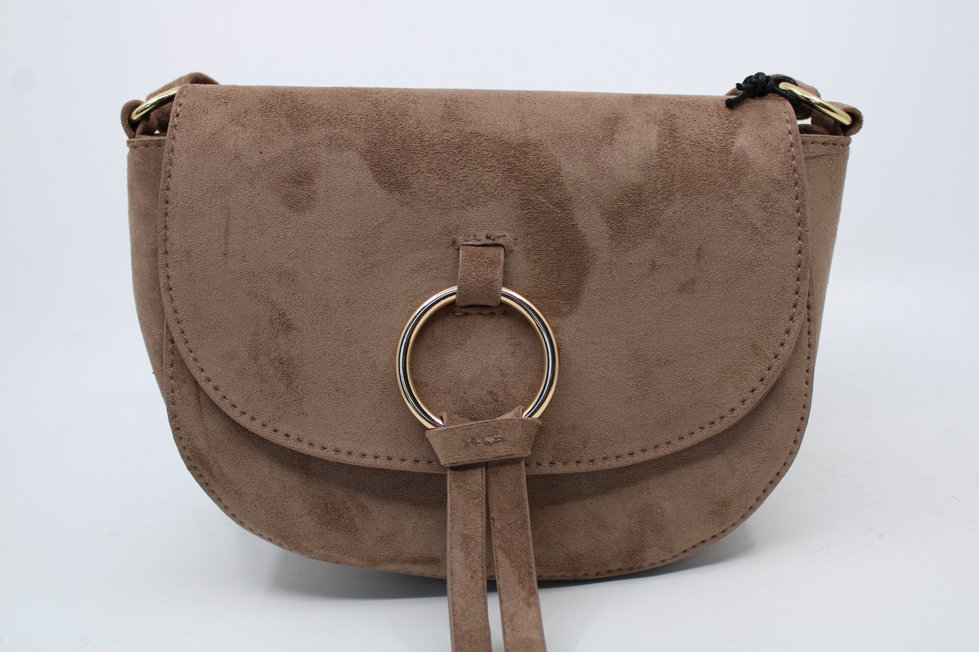 Schoudertasje klep/goud - camel