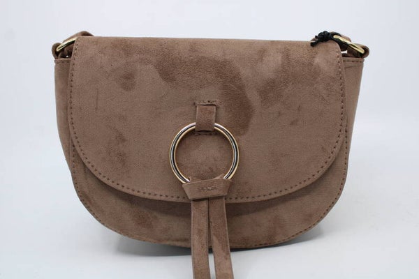 Schoudertasje klep/goud - camel