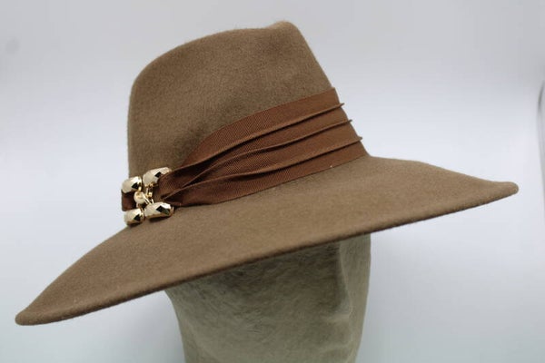 Hoed Fija ripsband/gesp - camel
