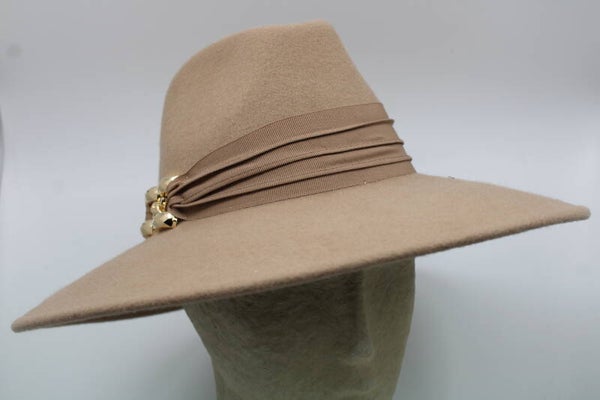 Hoed Fija ripsband/gesp- beige