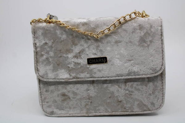 Schoudertas velvet - kit/taupe