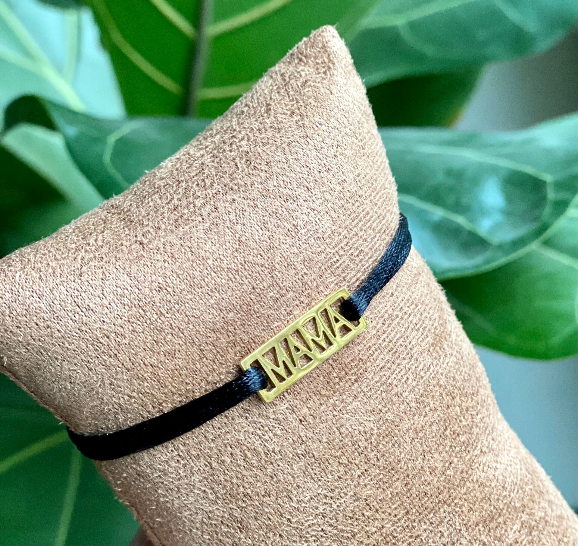 Satin bracelet - MAMA zilver