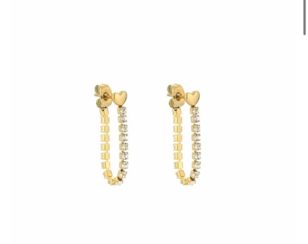 Heart glitter earrings - goud