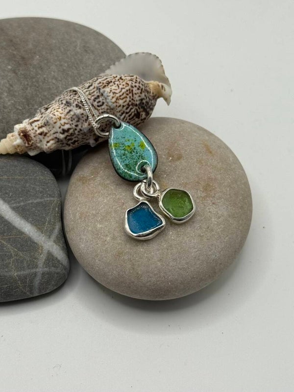 Enamel & Sea-glass Necklace