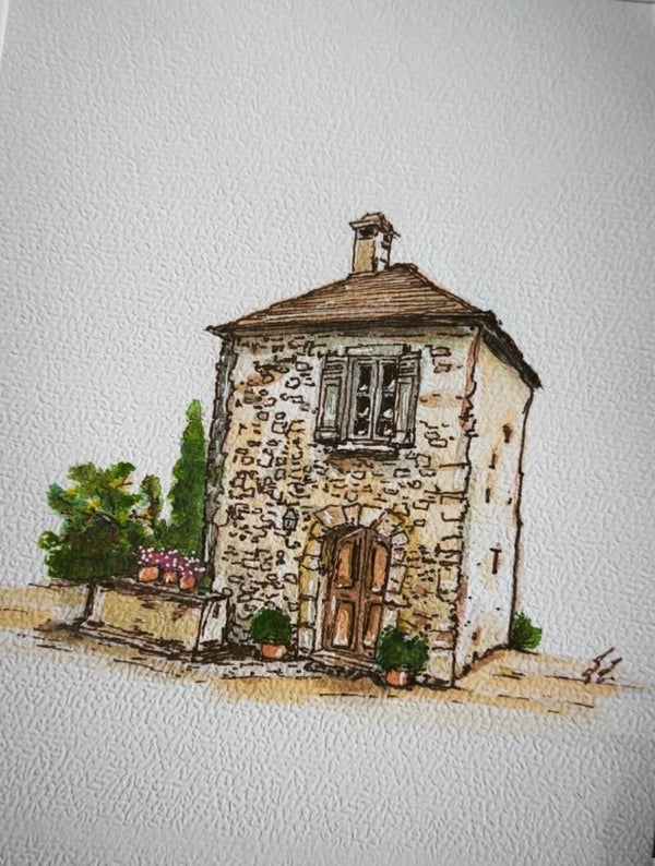 Aquarelle. Maison de campagne