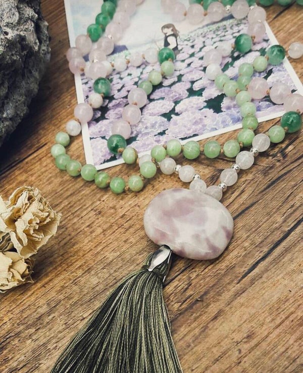 Mala sautoir 108 perles quartz aventurine