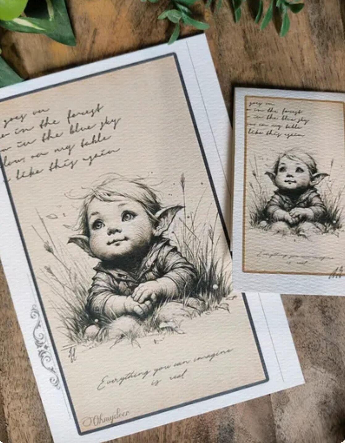 Carte et marque-page assorti. Baby Elf