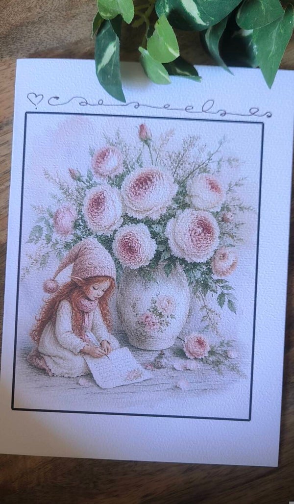 Hazel. Carte double. Les pivoines