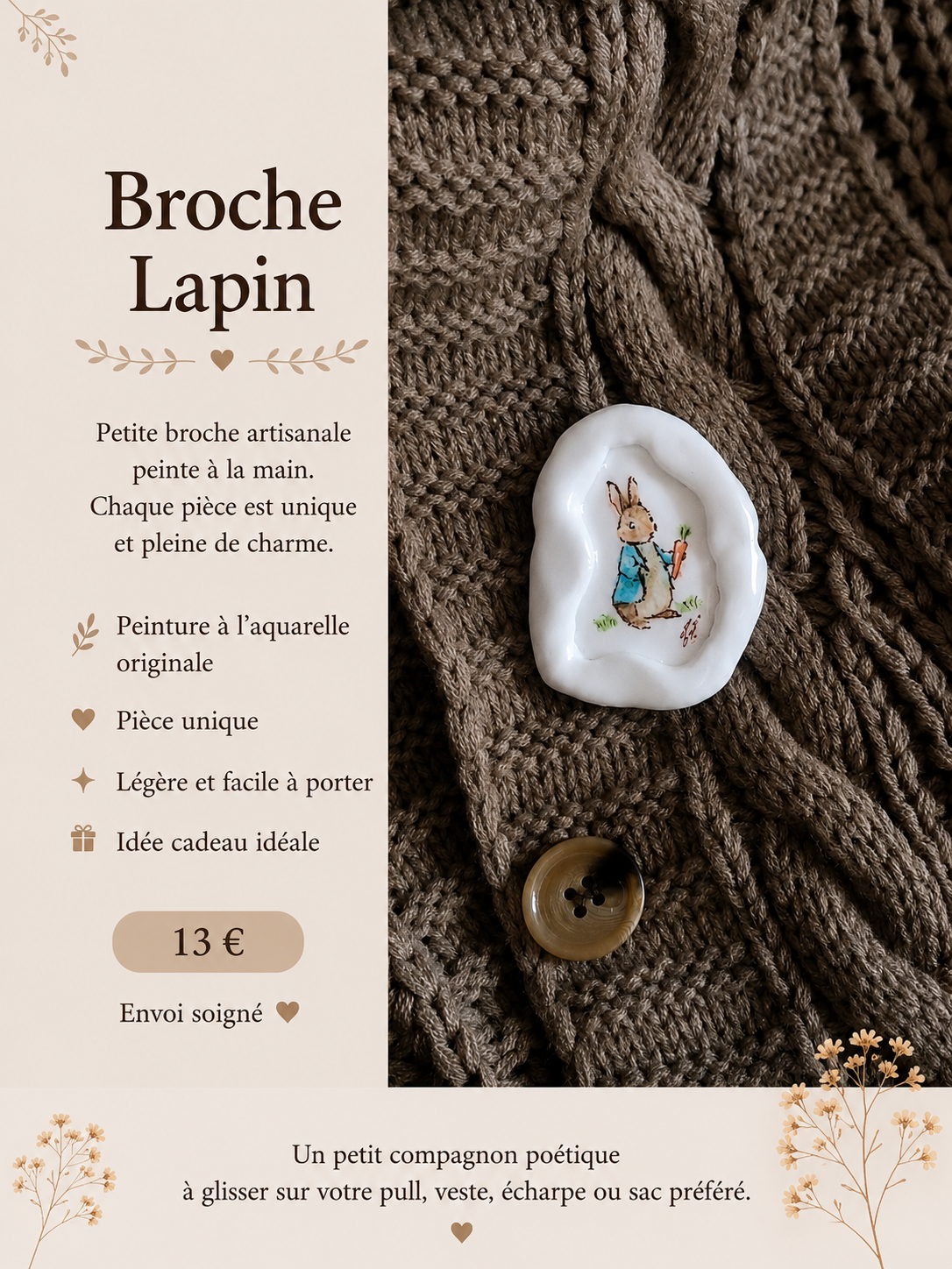 Broche . Monsieur Lapin