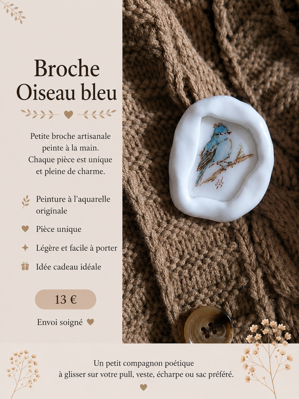 Broche . L'oiseau Bleu