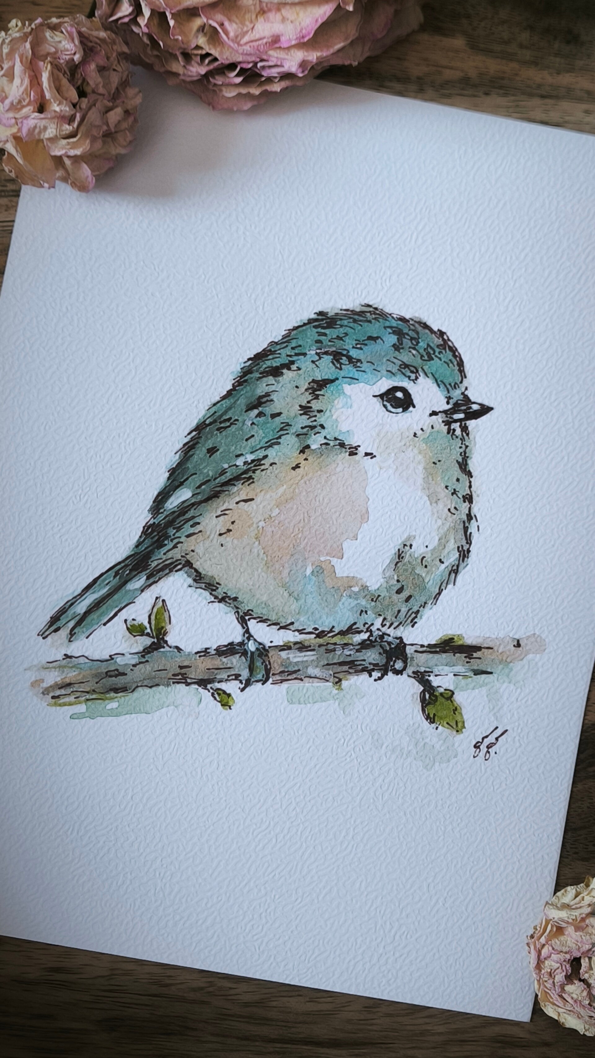 Aquarelle. Petit oiseau