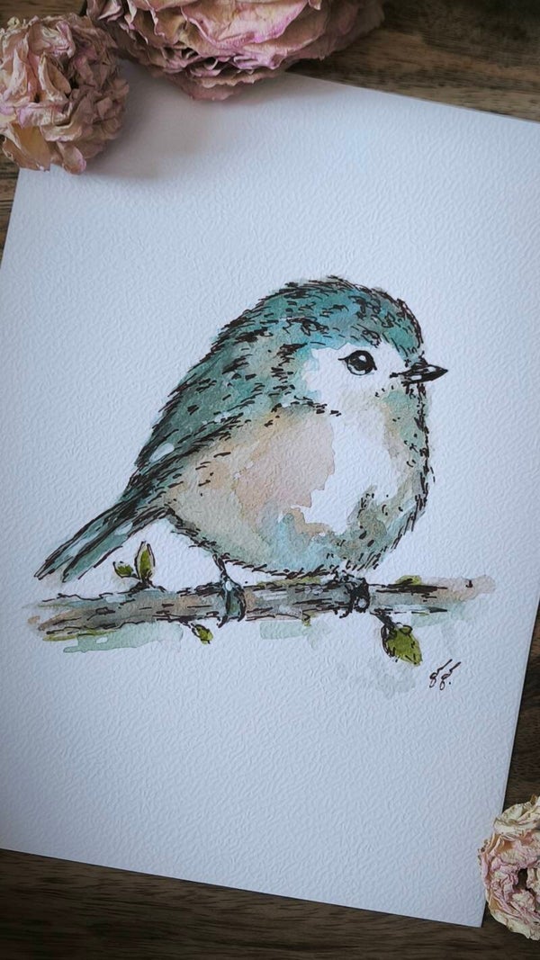Aquarelle. Petit oiseau