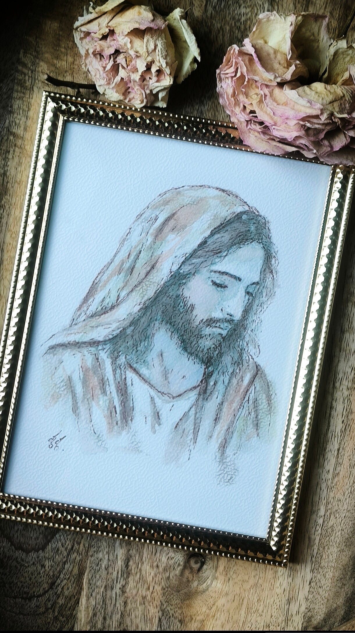 Cadre Aquarelle. Jésus