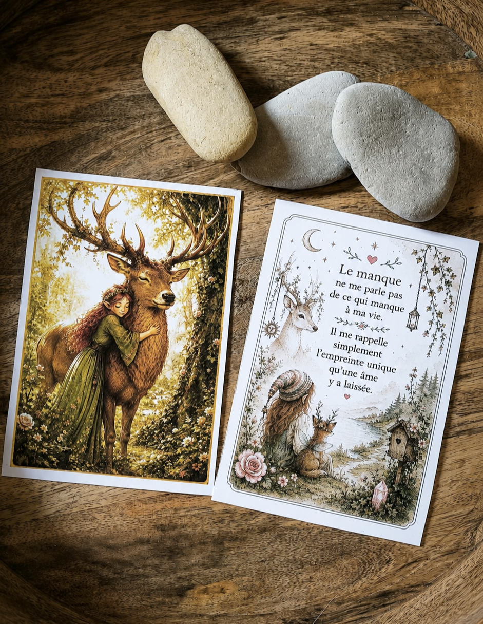 Lot 2 cartes simples. Cerf